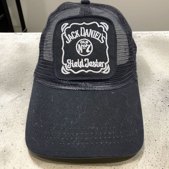 Jack Daniels Field Tester Trucker Hat Cap Black Mesh Snap Back Merkley Headgear - Picture 1 of 8